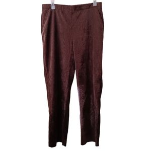 Breckenridge Back Elastic Brown Leaf Soft Polyester Pants Women's Size 12